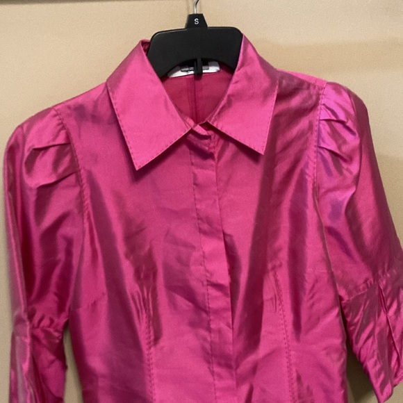 Per Se Pink 3/4 Sleeve Notched Collar Blouse - Picture 4 of 5